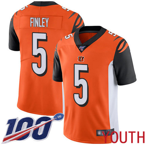 Cincinnati Bengals Limited Orange Youth Ryan Finley Alternate Jersey NFL Footballl 5 100th Season Vapor Untouchable